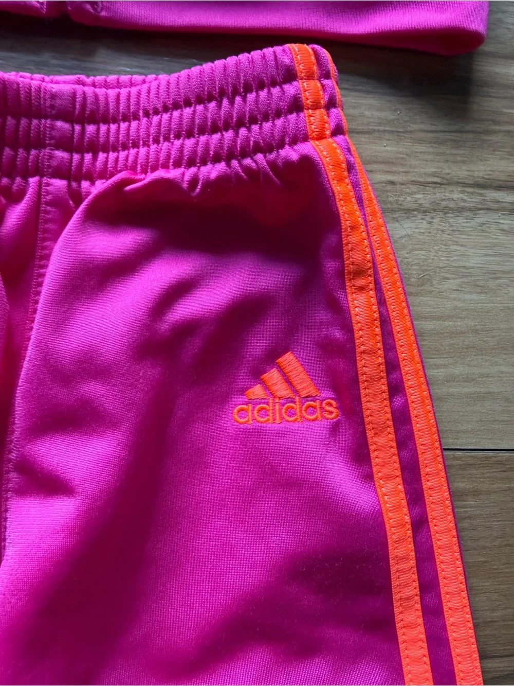 Adidas Toddler 2 Piece Tracksuit Set Pink Orange 18M Three Stripe Jacket Pants